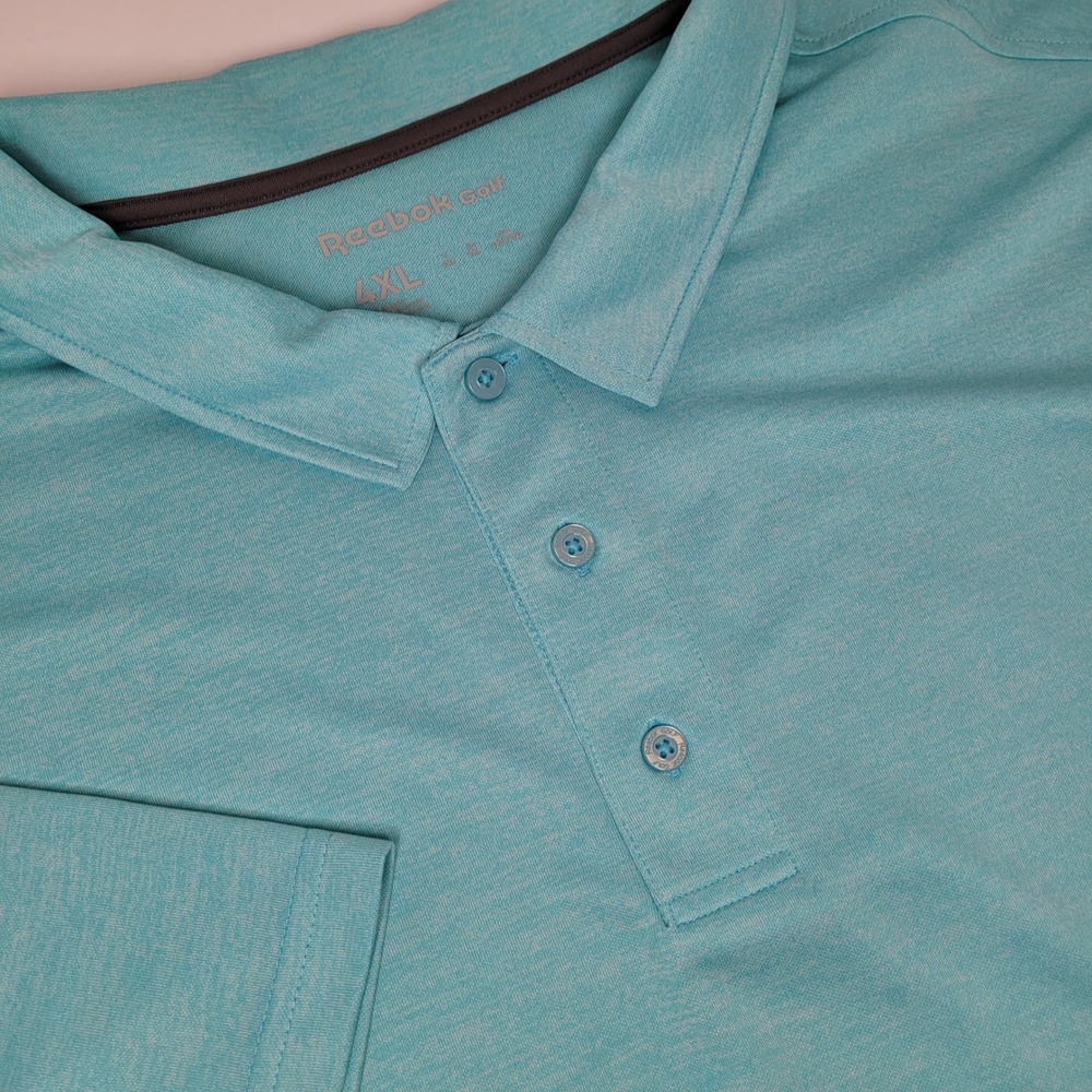 Reebok Golf Polo Shirt Men 4XL Turquoise Excllnt Heathered Short Sleeve DXGC4025